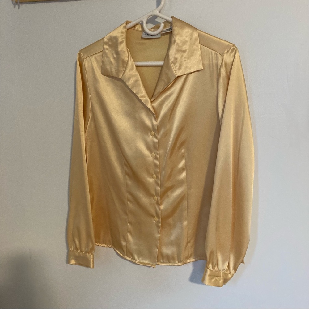 Gold Silky Satin Blouse, Small
